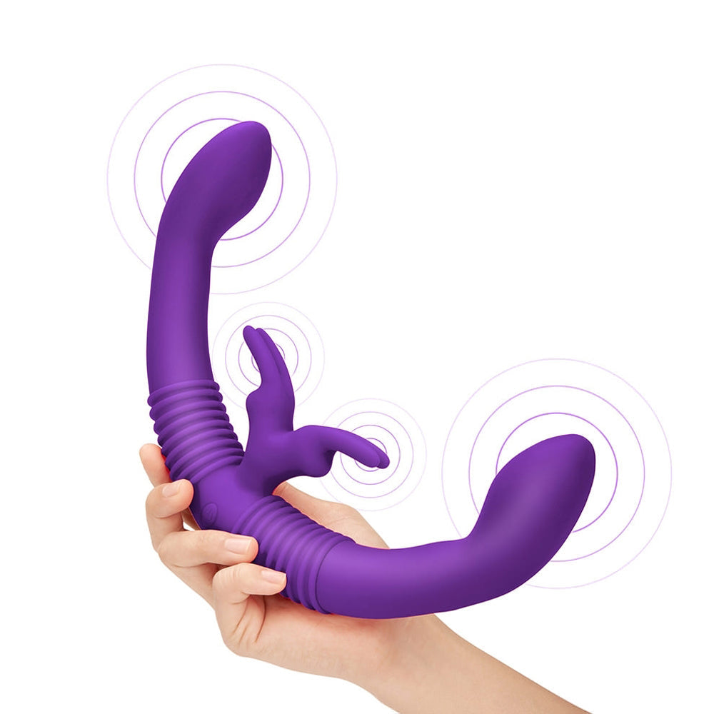Together Couples Toy Remote-Controlled Dual Ended Rabbit Vibrator - Purple