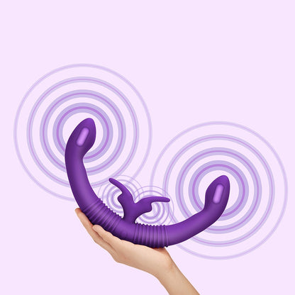 Together Couples Toy Remote-Controlled Dual Ended Rabbit Vibrator - Purple