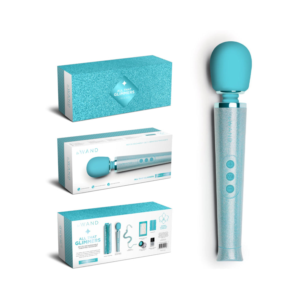 Le Wand All That Glimmers Petite Rechargeable Vibrating Massager Set – Light Blue