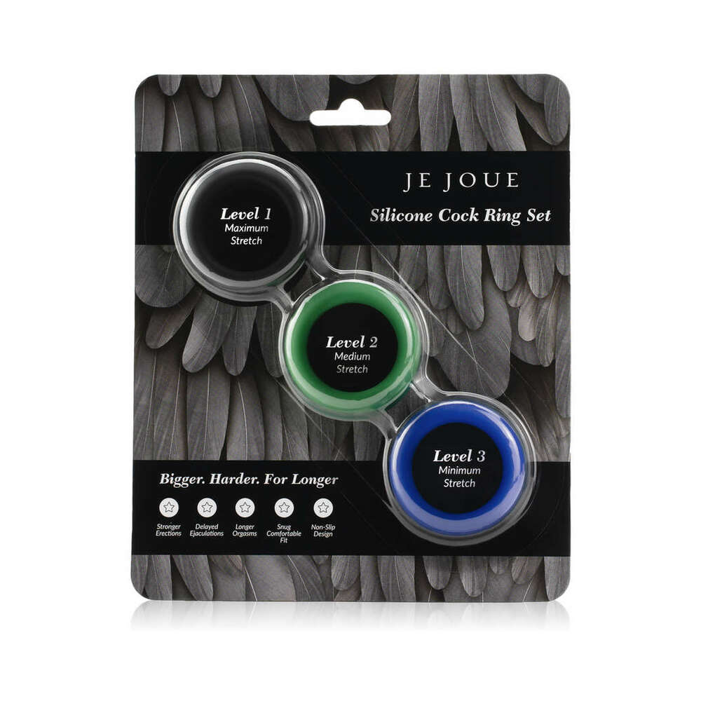 Je Joue Silicone Cock Ring 3-Piece Set – Black/Green/Blue