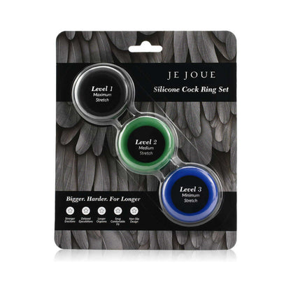 Je Joue Silicone Cock Ring 3-Piece Set – Black/Green/Blue