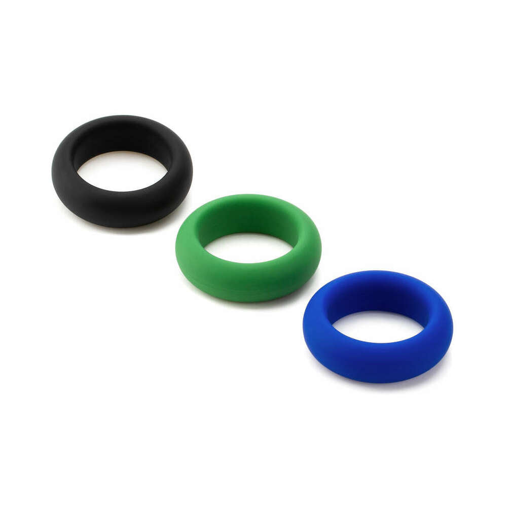 Je Joue Silicone Cock Ring 3-Piece Set – Black/Green/Blue