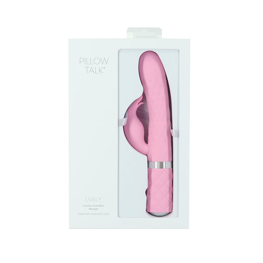 Pillow Talk Lively Dual Stimulator – Light Pink, Dual-Motor Vibrator with Rotating Shaft
