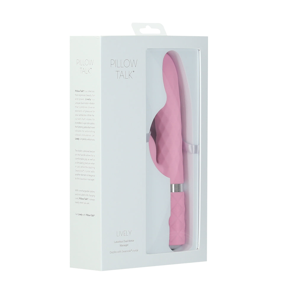Pillow Talk Lively Dual Stimulator – Light Pink, Dual-Motor Vibrator with Rotating Shaft