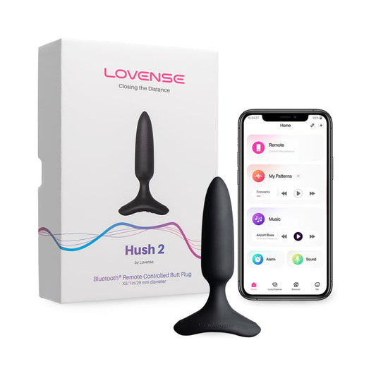 Lovense Hush 2 Bluetooth Remote-Controlled Vibrating Butt Plug - Black