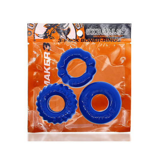 OxBalls Bonemaker 3-Pack Boner Cockring Kit – Pool Blue