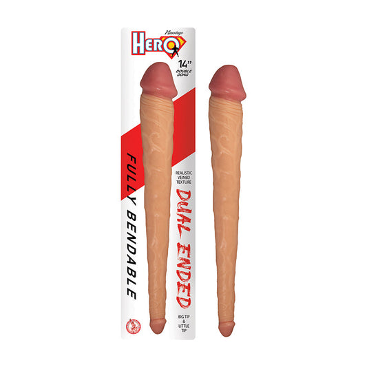 Nasstoys Hero Double Dong 14 in. Realistic Dual-Ended Dildo - White