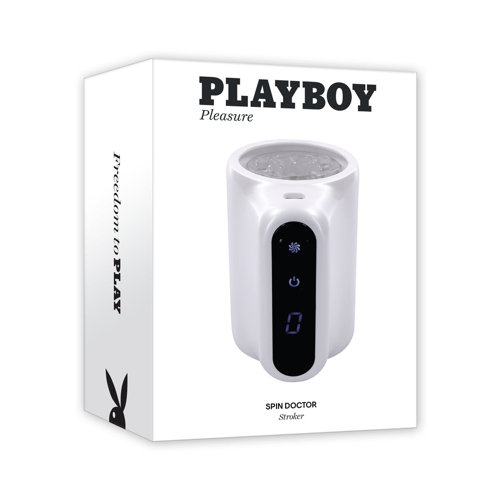 Playboy Spin Doctor Rechargeable Spinning Stroker – White