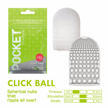 Tenga Pocket Masturbator Sleeve Click Ball – Clear – Super Stretch Material