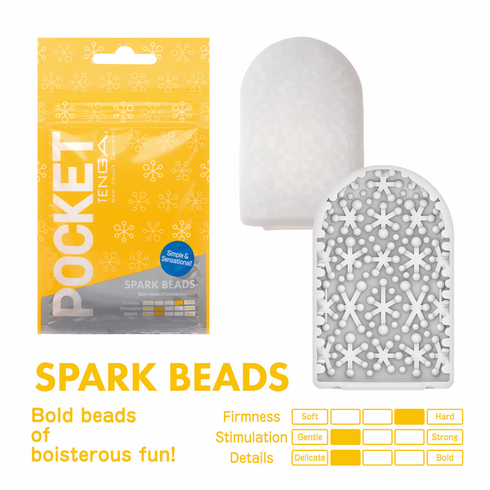 Tenga Pocket Masturbator Sleeve Spark Beads – Clear – Stretchable Design