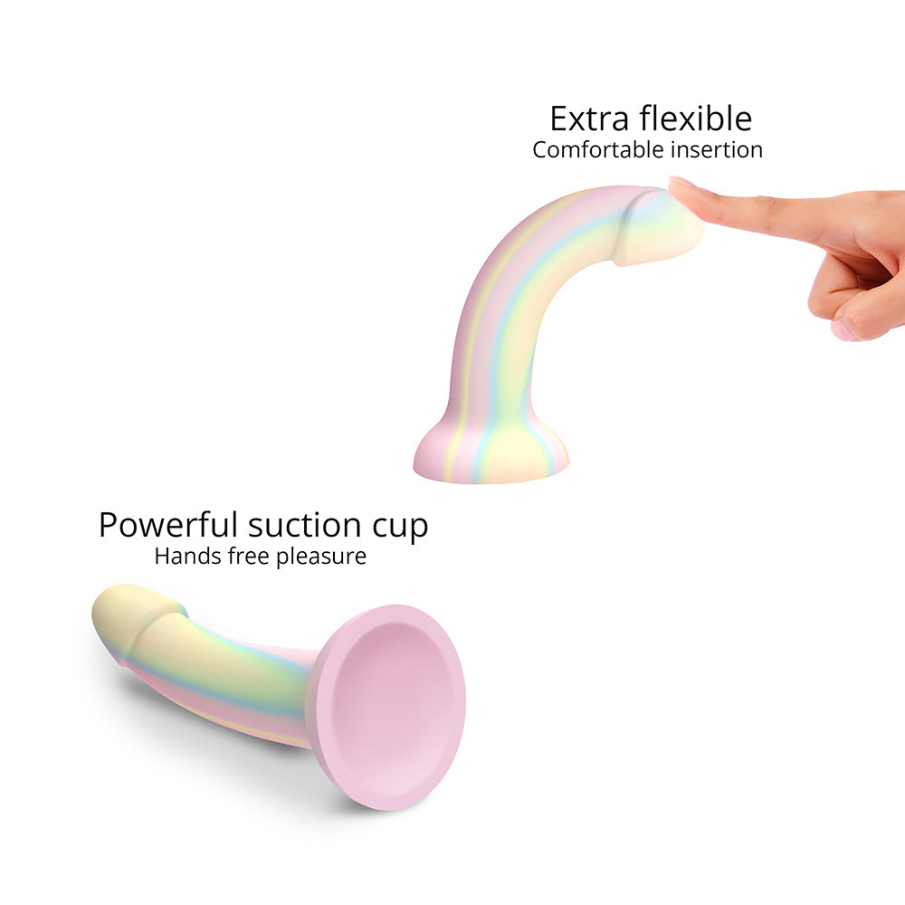 Love to Love Dildolls Fantasia Glow-in-the-Dark Silicone Dildo – Pastel Rainbow