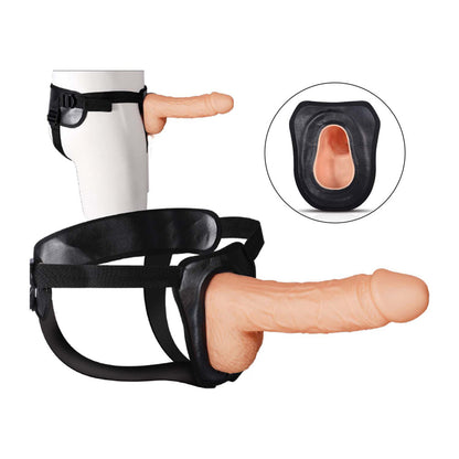 Nasstoys Erection Assistant Hollow Strap-On 8.5 in. White – Adjustable Harness with Realistic Dildo