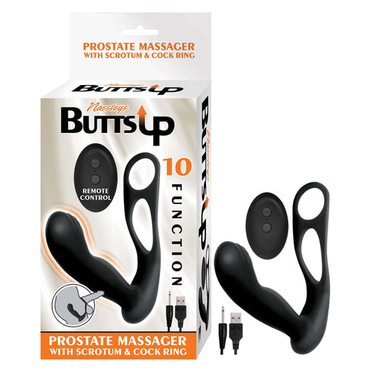 Nasstoys Butts Up Prostate Massager with Scrotum & Cock Ring – Black