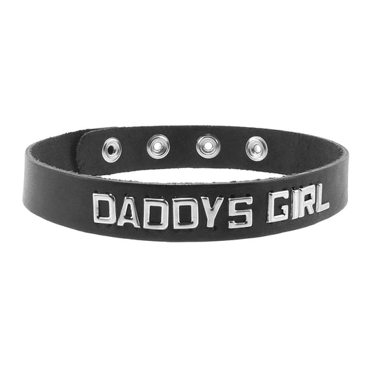 Spartacus Daddy's Girl Word Band Collar – Black Leather Adjustable Collar