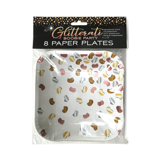 Little Genie Glitterati Boobie Party Plates – 7-Inch Paper Plates – Assorted Colors