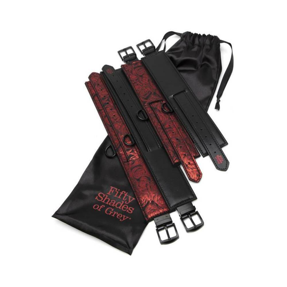 Fifty Shades of Grey Sweet Anticipation Under Mattress Restraint Set – Red/Black
