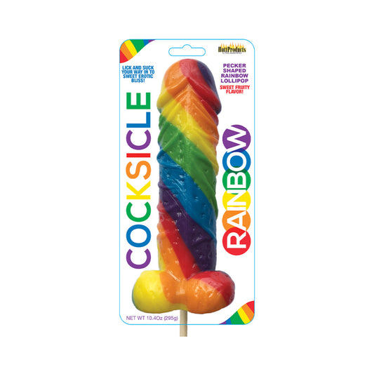 Hott Products Rainbow Cocksicle Pecker Pop – Multi-Fruit Flavored Lollipop