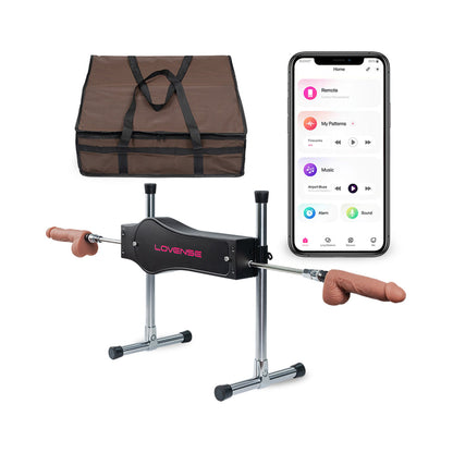 Lovense Bluetooth App-Compatible Sex Machine with Adjustable Tilt and Silicone Attachments - Black