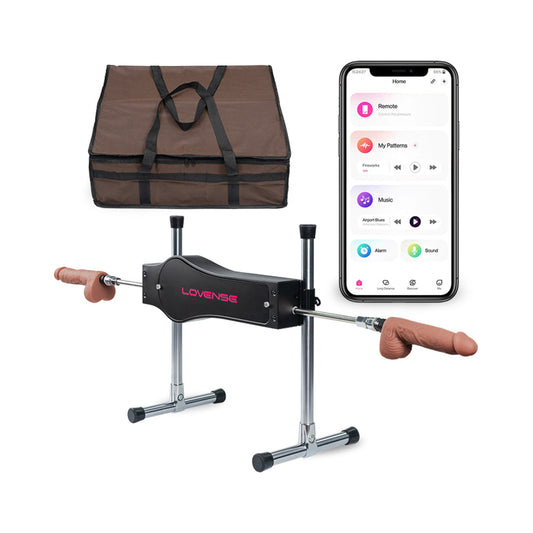 Lovense Bluetooth App-Compatible Sex Machine with Adjustable Tilt and Silicone Attachments - Black