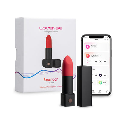 Lovense Exomoon Bluetooth Mini Lipstick Vibrator – Black