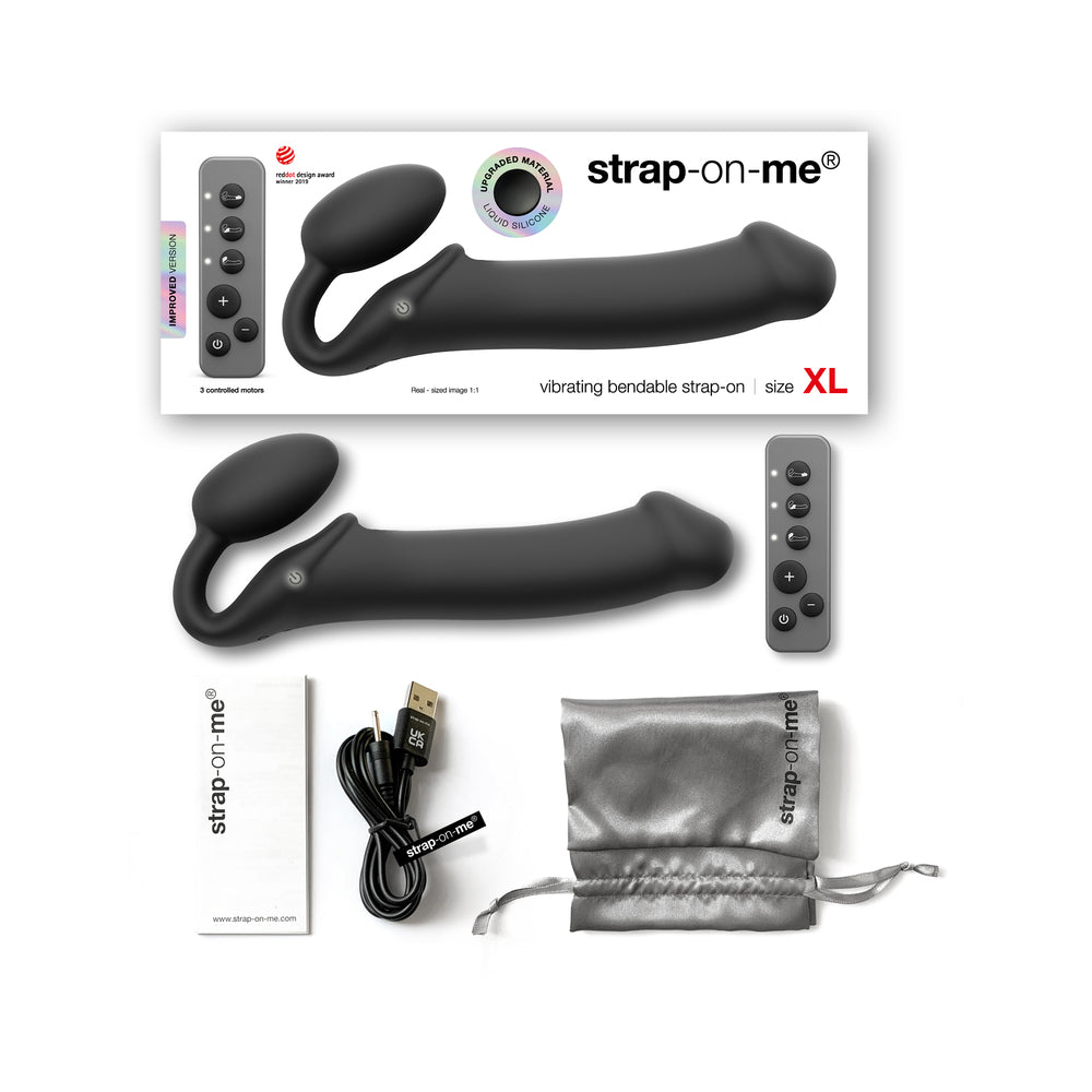 Lovely Planet Vibrating Bendable Strapless Strap-On - Black, XL