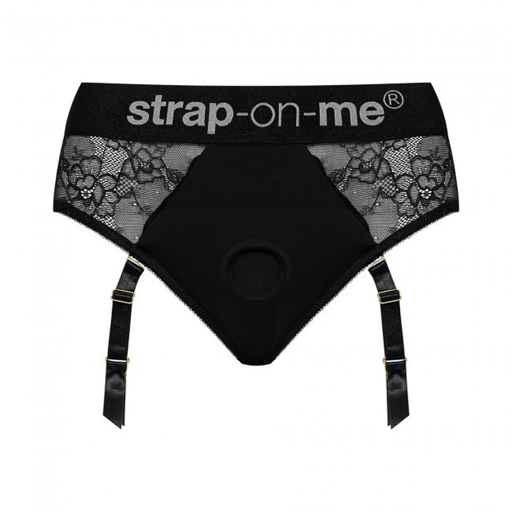 Strap-On-Me Diva Lingerie Harness XXL - Black Lace Design with Adjustable Garter Belts