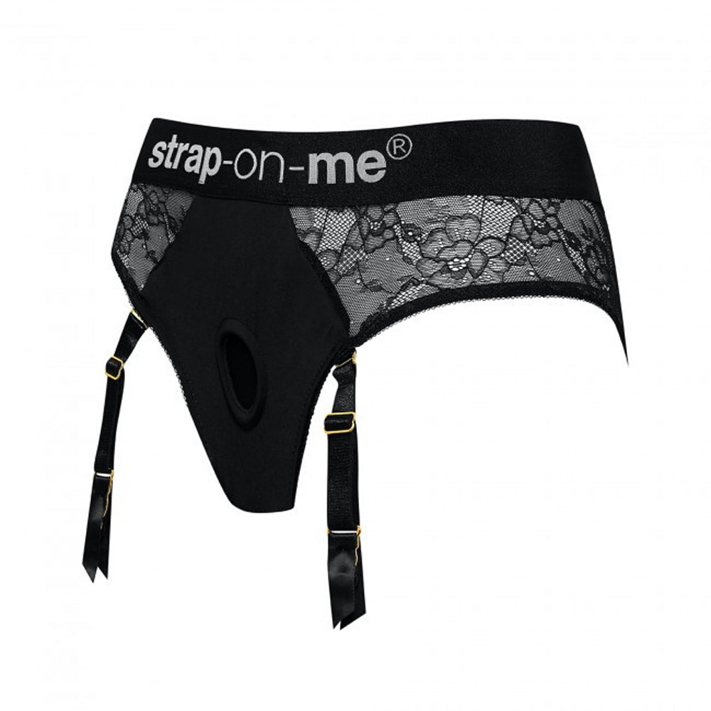 Strap-On-Me Diva Lingerie Harness XXL - Black Lace Design with Adjustable Garter Belts