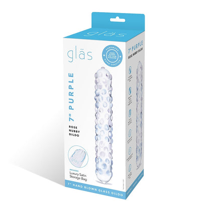 Electric Eel 9 in. Purple Rose Glass Dildo – Nubby Textured Design