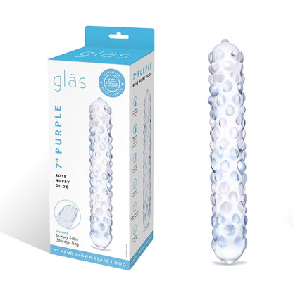Electric Eel 9 in. Purple Rose Glass Dildo – Nubby Textured Design