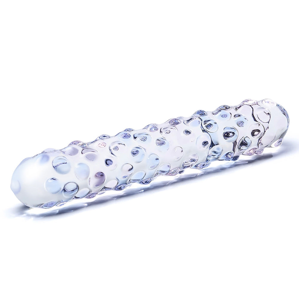 Electric Eel 9 in. Purple Rose Glass Dildo – Nubby Textured Design