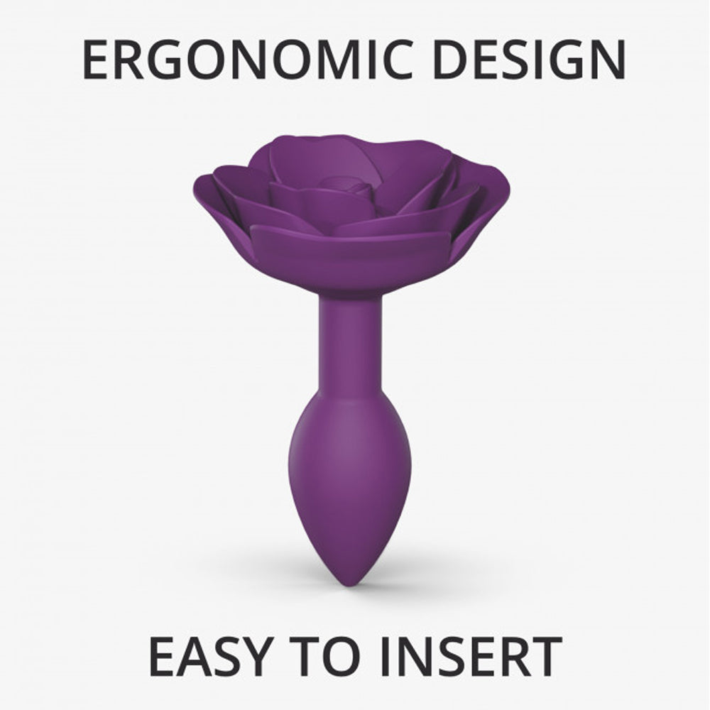 Love to Love Open Roses Silicone Anal Plug – Purple – Small