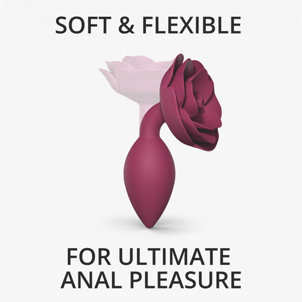 Love to Love Open Roses Silicone Anal Plug – Medium Wine Red