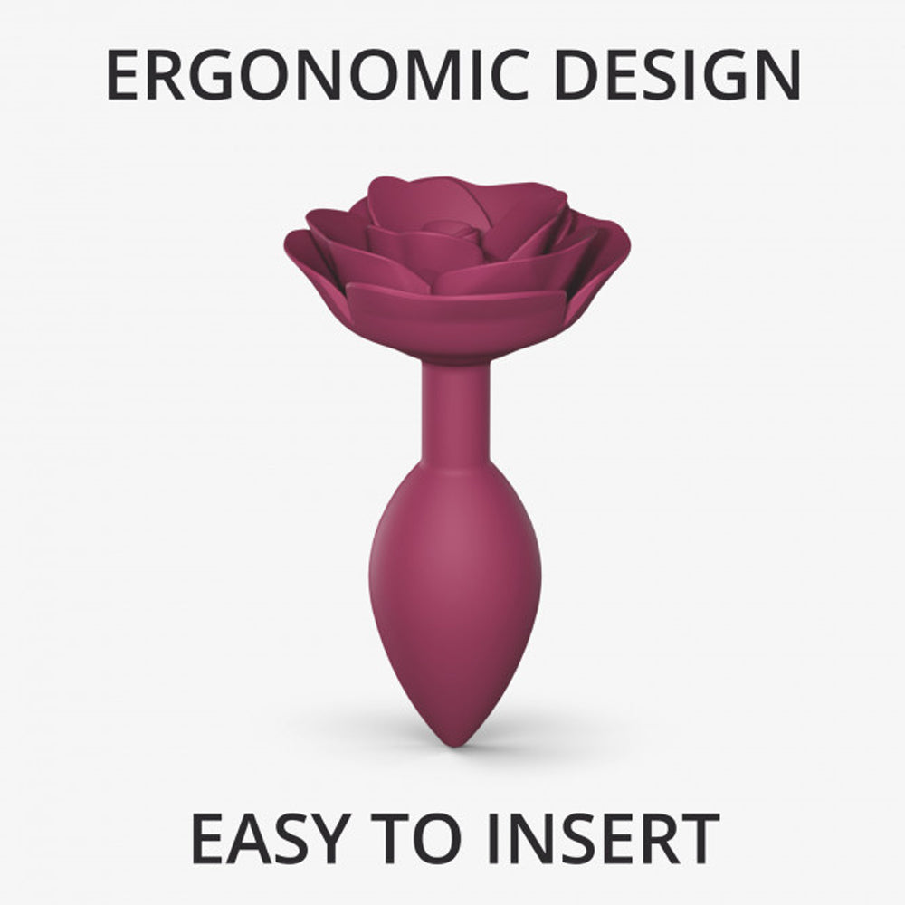 Love to Love Open Roses Silicone Anal Plug – Medium Wine Red