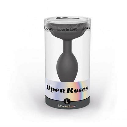 Love to Love Open Roses Silicone Anal Plug - Large - Black Onyx