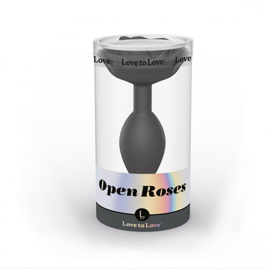 Love to Love Open Roses Silicone Anal Plug - Large - Black Onyx