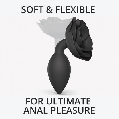 Love to Love Open Roses Silicone Anal Plug - Large - Black Onyx