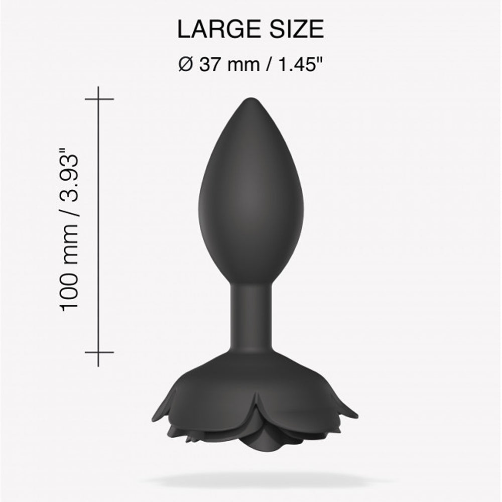 Love to Love Open Roses Silicone Anal Plug - Large - Black Onyx