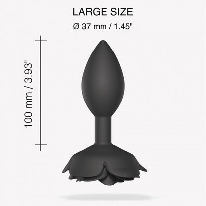Love to Love Open Roses Silicone Anal Plug - Large - Black Onyx