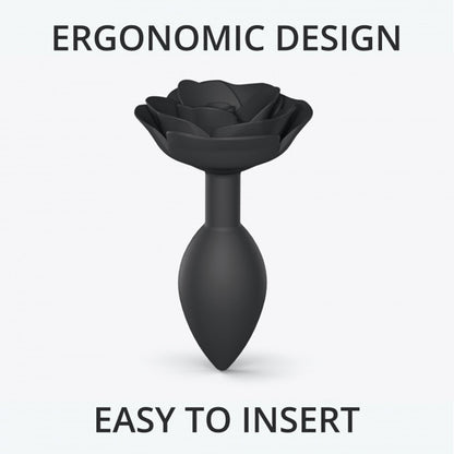 Love to Love Open Roses Silicone Anal Plug - Large - Black Onyx