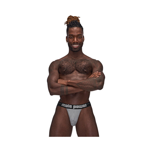 Male Power Sexagon Strappy Ring Jock with Y-Back Thong Strap – Gray L/XL