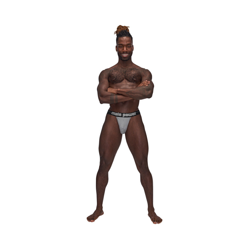 Male Power Sexagon Strappy Ring Jock with Y-Back Thong Strap – Gray L/XL