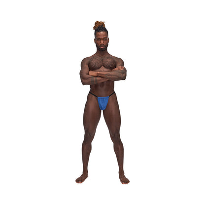 Male Power Sexagon Posing Strap G-String with Adjustable Comfort Pouch – Blue