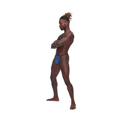 Male Power Sexagon Posing Strap G-String with Adjustable Comfort Pouch – Blue