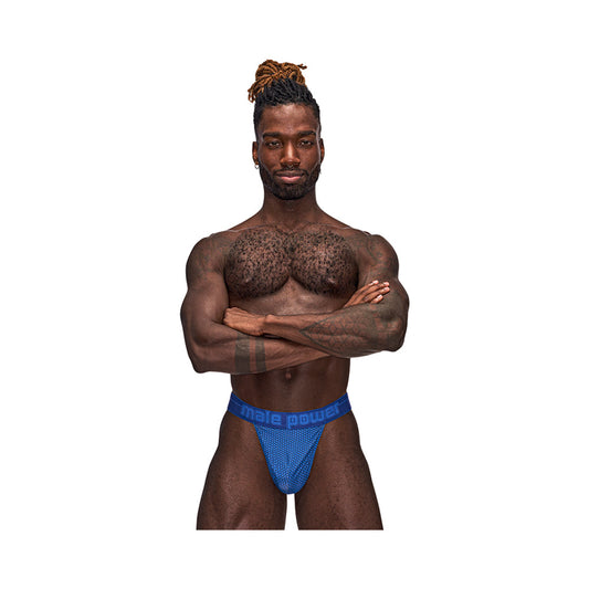 Male Power Sexagon Micro V Thong - Blue - L/XL