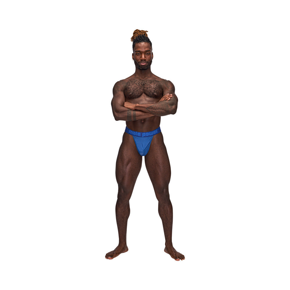 Male Power Sexagon Micro V Thong - Blue - L/XL