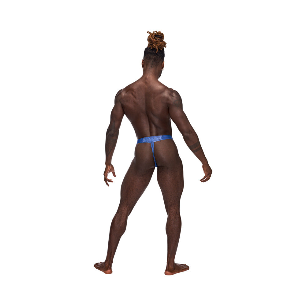 Male Power Sexagon Micro V Thong - Blue - L/XL