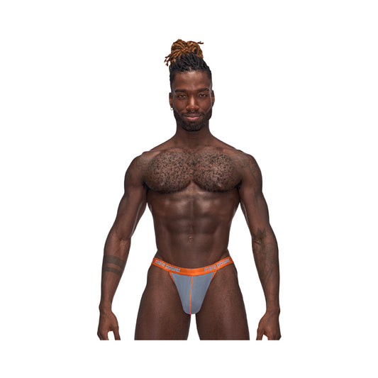 Male Power Casanova Uplift Thong - Gray - L/XL - Boosting Uplift Pouch