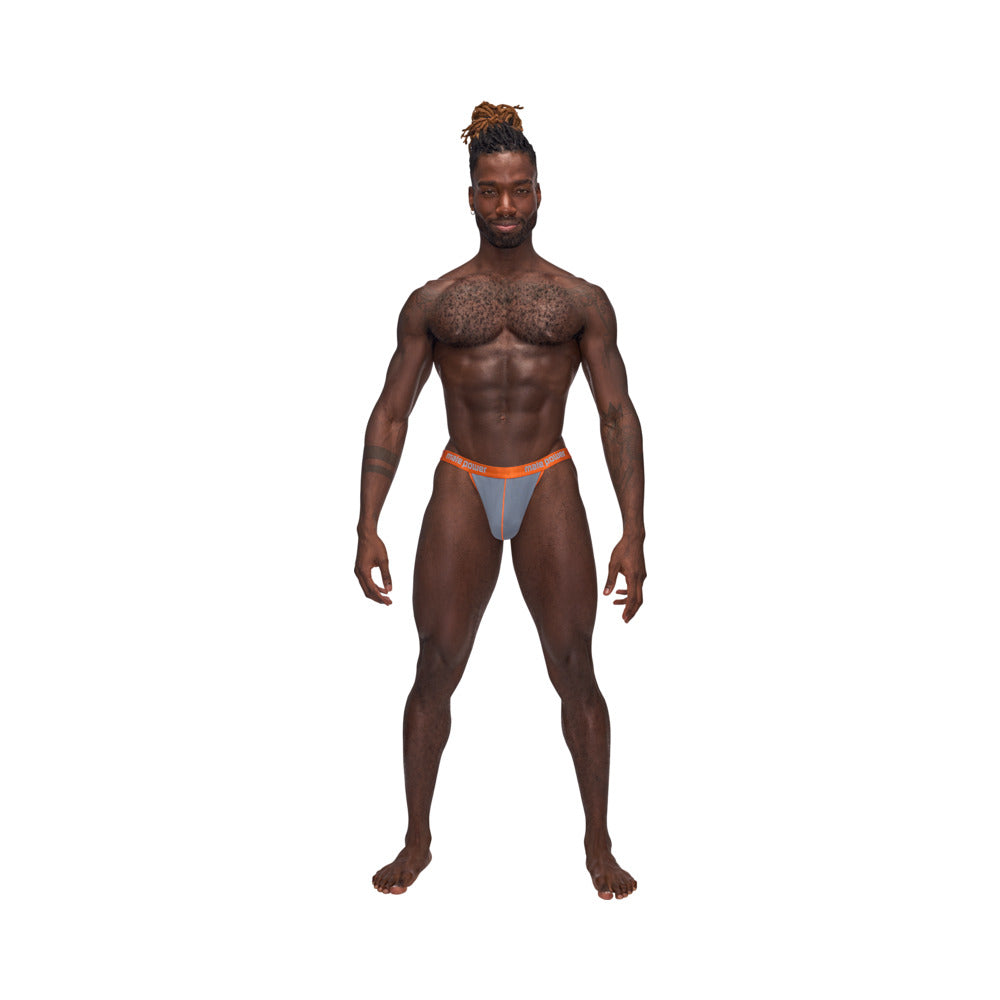 Male Power Casanova Uplift Thong - Gray - L/XL - Boosting Uplift Pouch