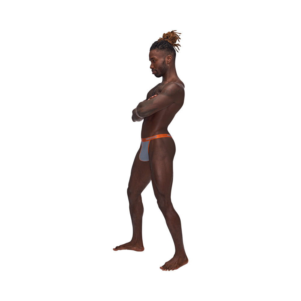 Male Power Casanova Uplift Thong - Gray - L/XL - Boosting Uplift Pouch