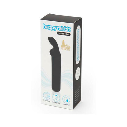 Happy Rabbit Rechargeable Silicone Bullet Vibrator with Ears - Black
